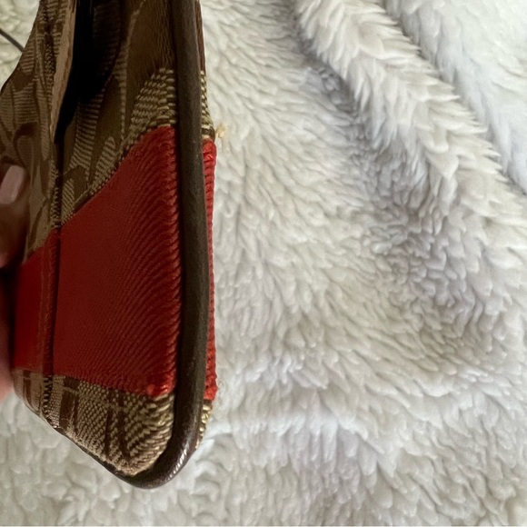 Coach Signature Brown and Red Wristlet GUC (Good Used Condition). - Picture 7 of 9